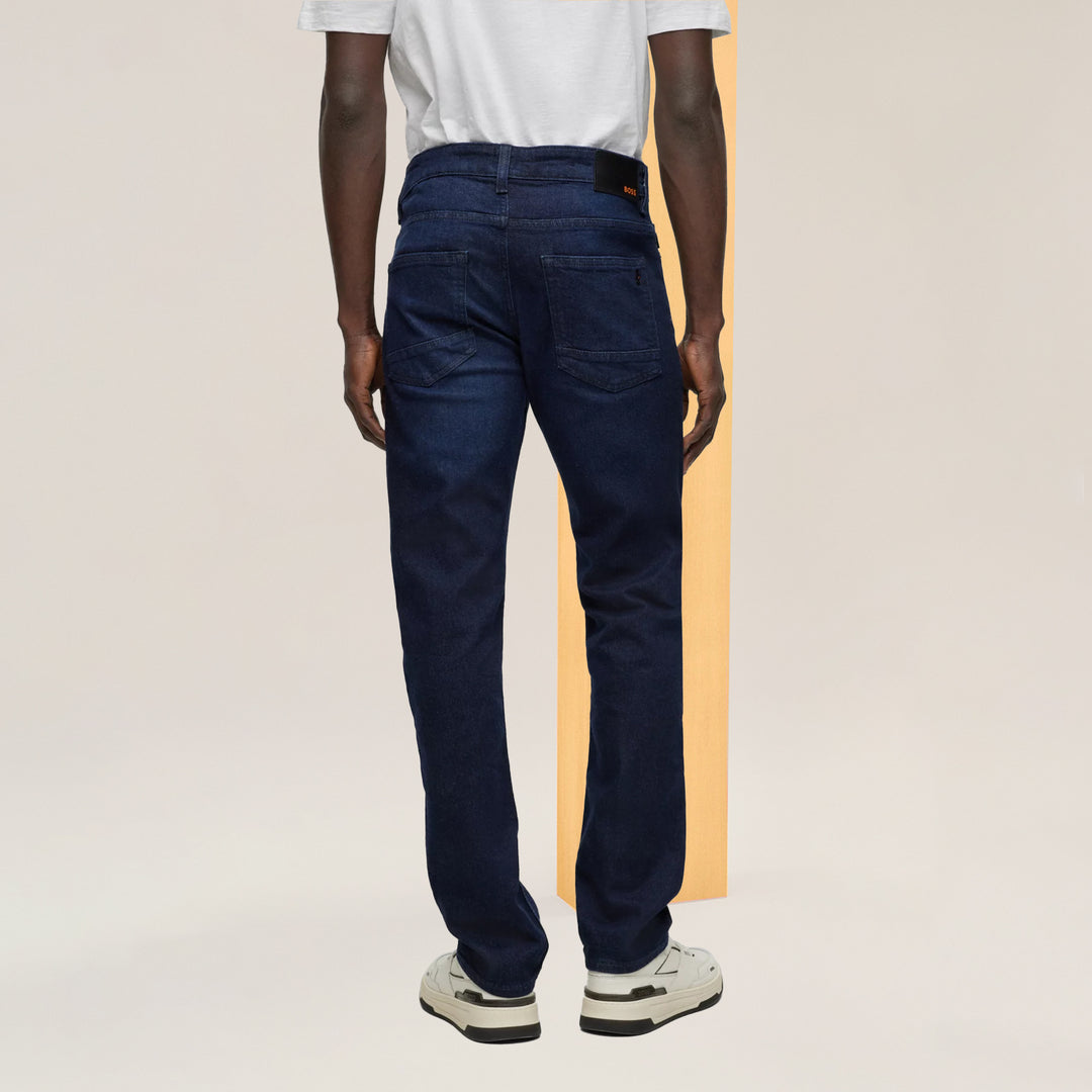 BOSS Slim-fit jeans in dark-blue comfort-stretch denim