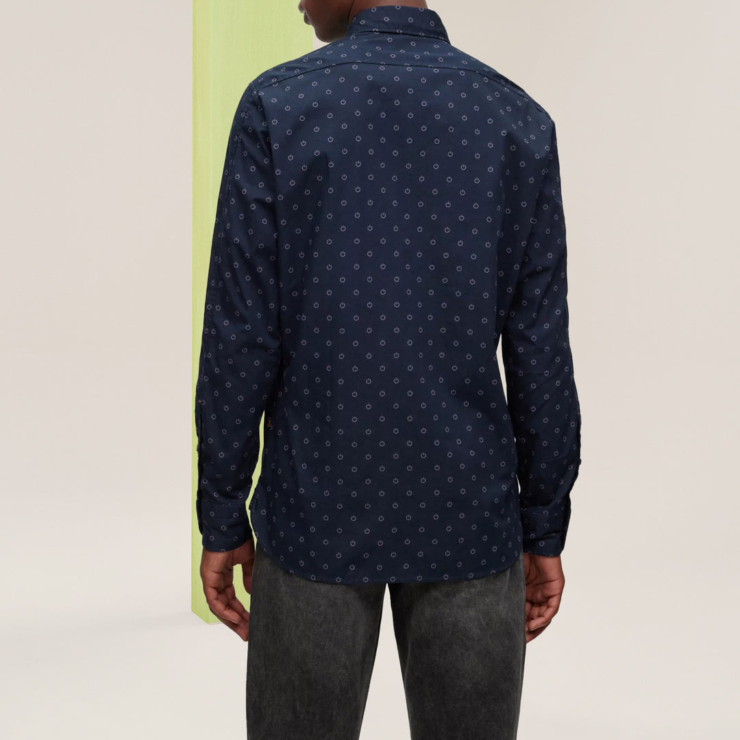 BOSS Regular-fit shirt in printed cotton poplin