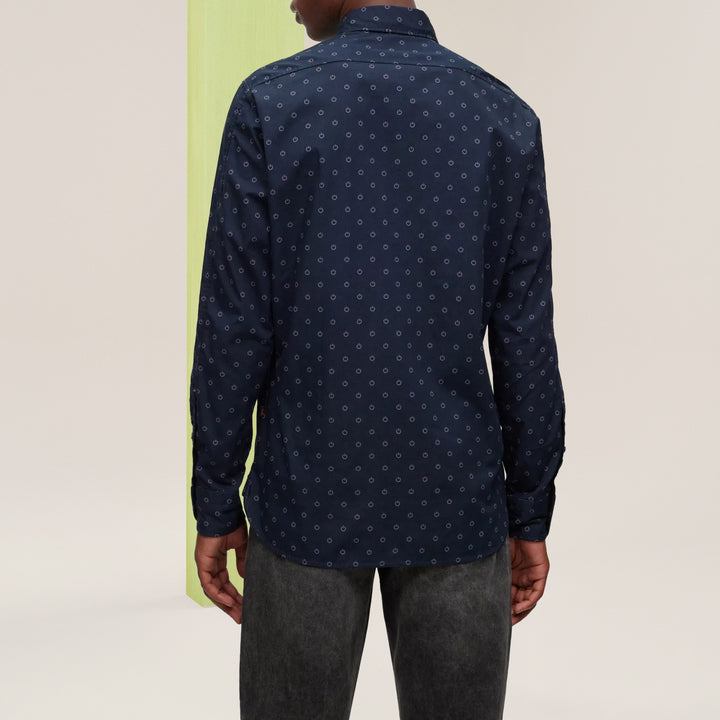 BOSS Regular-fit shirt in printed cotton poplin