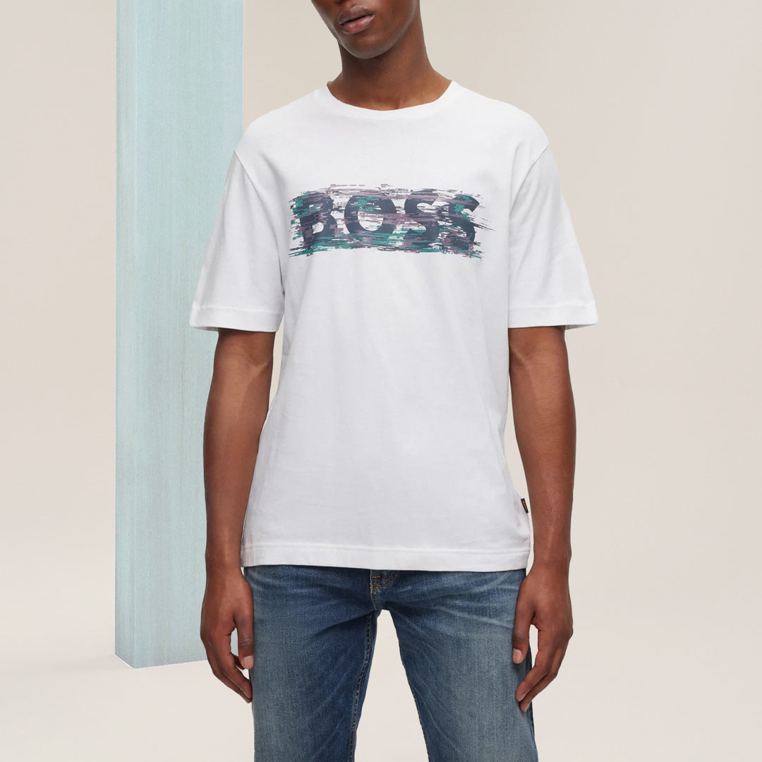 BOSS Cotton-jersey relaxed-fit T-shirt with logo artwork